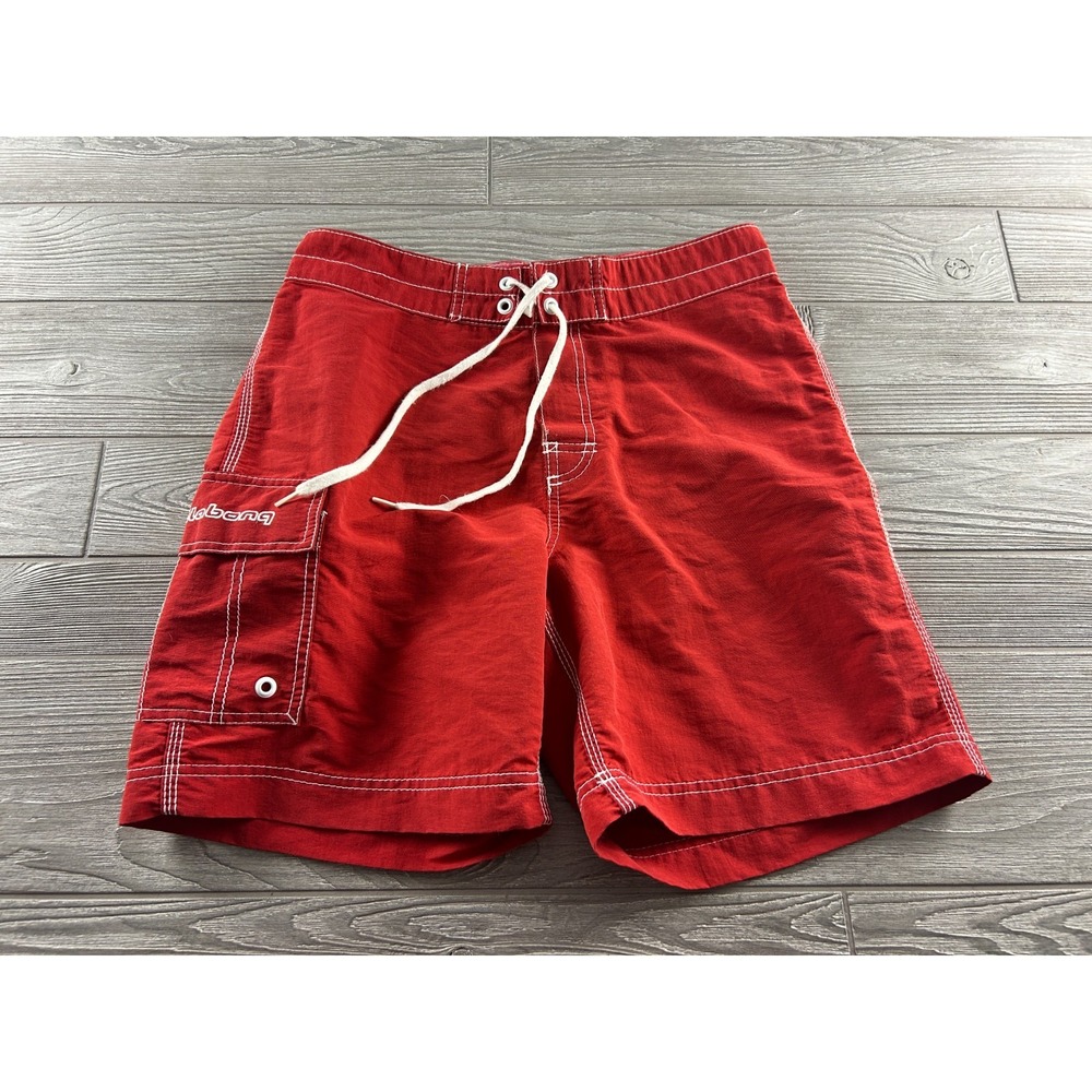 Billabong Trunks Mens 33 Red Side Pocket Unlined Tie Front Board Shorts